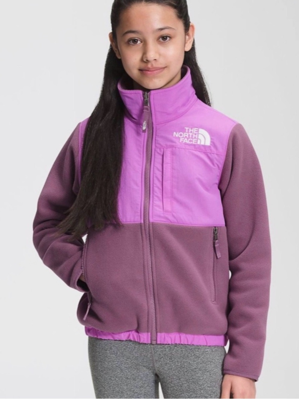 The North Face Girls' Two-Tone Pink Purple Fleece Jacket